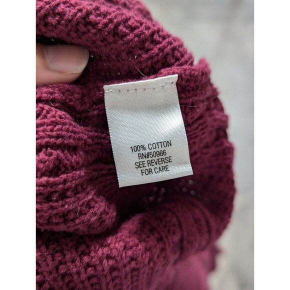 Croft & Barrow Burgundy Women's Knit Sweater  Medium 100% Cotton - Picture 5 of 6